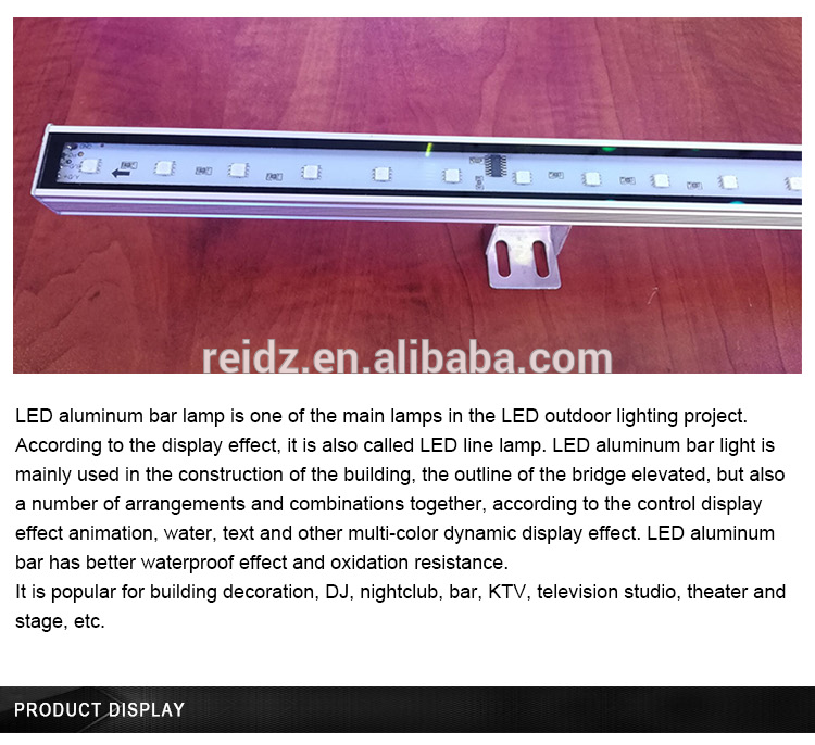 Facade lighting solution designer DMX RGB color changing IP65 LED linear light bar